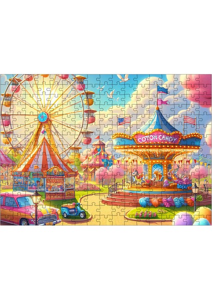 Ahşap Mdf Puzzle Yapboz Renkli Lunapark 255 Parça 35*50 cm