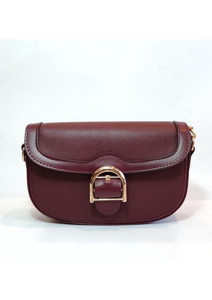 Bordo Kadın Auroa Model Tokalı Omuz Çantası