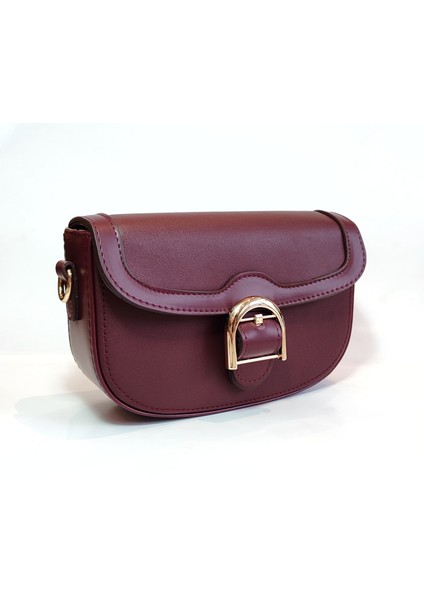 Bordo Kadın Auroa Model Tokalı Omuz Çantası