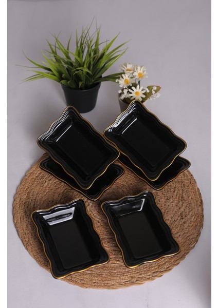 Gold Kenarlı Serenat Çerezlik, Sunumluk, Kahvaltılık 6 Adet