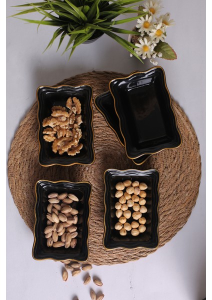 Gold Kenarlı Serenat Çerezlik, Sunumluk, Kahvaltılık 6 Adet modelleri