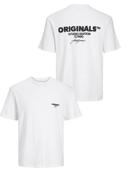 Erkek T-Shirt Beyaz 12256494 Jorbora Brandıng Tee Ss Crew Neck Blk