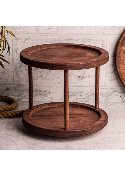 Tomby - Ahşap 2 Katlı Dönen Sunumluk Düzenleyici Stand