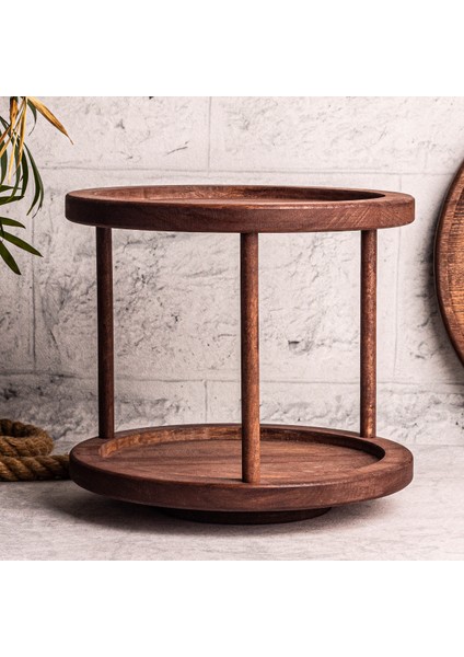 Tomby - Ahşap 2 Katlı Dönen Sunumluk Düzenleyici Stand fiyatları