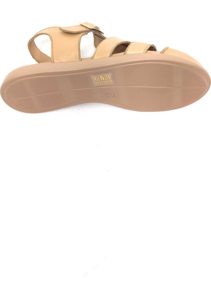 Bej Deri Kadın Sandalet Ayakkabı indirimleri