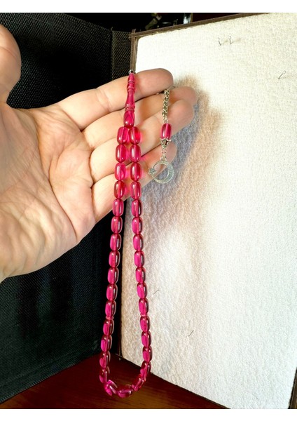 Blok Zar Tesbih Pembe Renkli Kapsül Kesim T-183