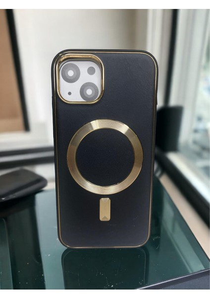 iPhone 14 Magsafe Özellikli Klasik Deri Görünümlü Telefon Kılıfı