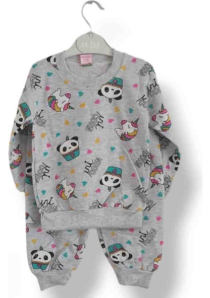 Balam Kız Çocuk Unicorn Panda Alt Üst Eşofman Takımı Pijama