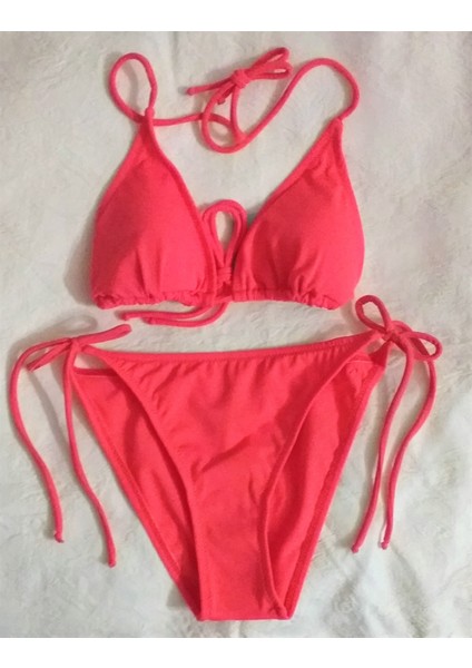 Üçgen Ipli Bikini Takımı Mercan fiyatları