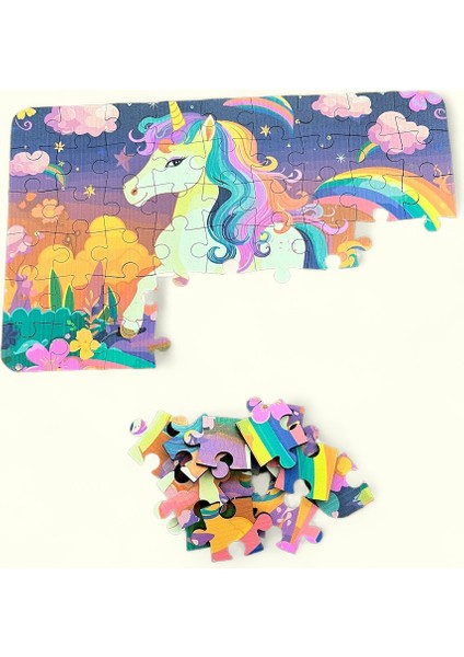 Esatoys Ahşap Unicorn Mini Puzzle | 4 Yaş 54 Parça