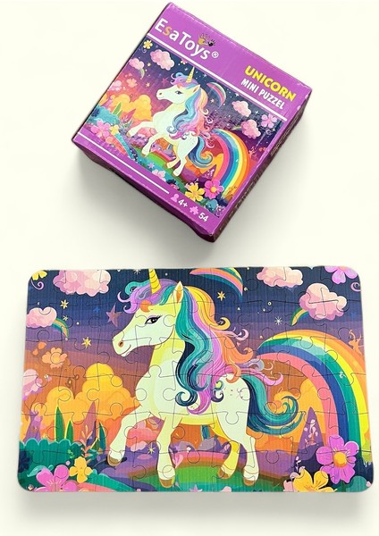 Esatoys Ahşap Unicorn Mini Puzzle | 4 Yaş 54 Parça