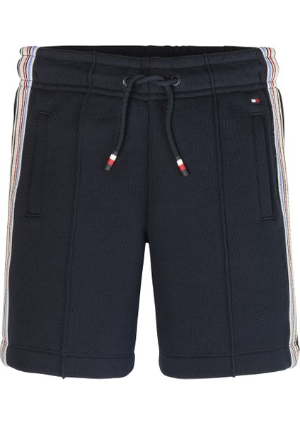 Lastikli Bel Normal Lacivert Erkek Şort Hılfger Track Sweatshorts