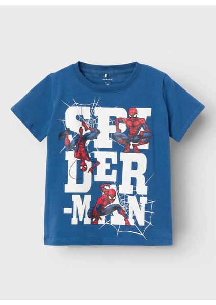 Desenli Koyu Mavi Erkek T-Shirt Nmmmakan Spıderman Ss Top Mar
