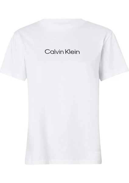 Calvin Klein Düz Beyaz Kadın T-Shirt Hero Logo Regular T-Shırt