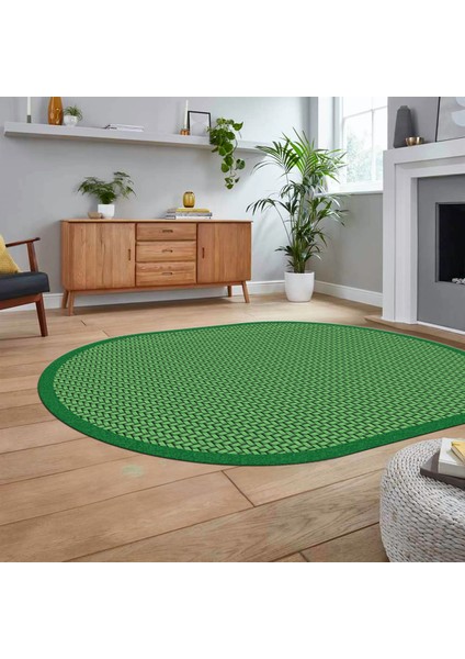 Dijital Baskılı Kaymaz Yıkanabilir Oval Jüt-Hasır Desen Mutfak Salon Halısı, V-O-Jüt-03-Yeşil, fiyatları