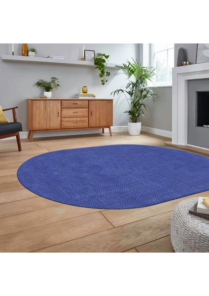 Dijital Baskılı Kaymaz Yıkanabilir Oval Jüt-Hasır Desen Mutfak Salon Halısı, V-O-Jüt-07-Mavi, fiyatları