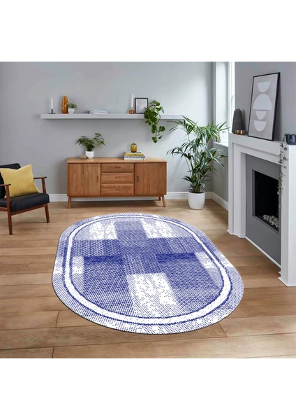 Dijital Baskılı Kaymaz Yıkanabilir Oval Jüt-Hasır Desen Mutfak Salon Halısı, V-O-Jüt-11-Mor,