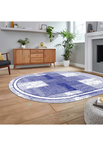 Dijital Baskılı Kaymaz Yıkanabilir Oval Jüt-Hasır Desen Mutfak Salon Halısı, V-O-Jüt-11-Mor,