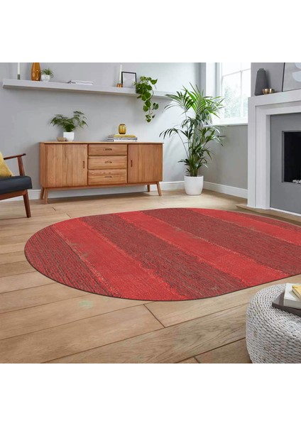 Dijital Baskılı Kaymaz Yıkanabilir Oval Jüt-Hasır Desen Mutfak Salon Halısı, V-O-Jüt-13-Kırmızı,