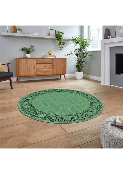 Dijital Baskılı Kaymaz Yıkanabilir Yuvarlak Jüt-Hasır Desen Mutfak Salon Halısı, V-Y-Jüt-19-Yeşil, fiyatları