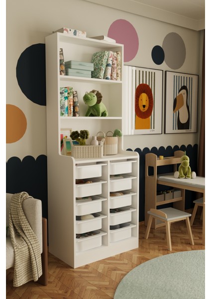 Feline 10 Sepet Oyuncak Dolabı Çok Amaçlı Mutfak Banyo Kiler Dolabı Beyaz fiyatları