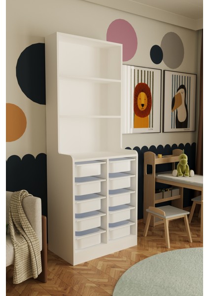 Feline 10 Sepet Oyuncak Dolabı Çok Amaçlı Mutfak Banyo Kiler Dolabı Beyaz modelleri