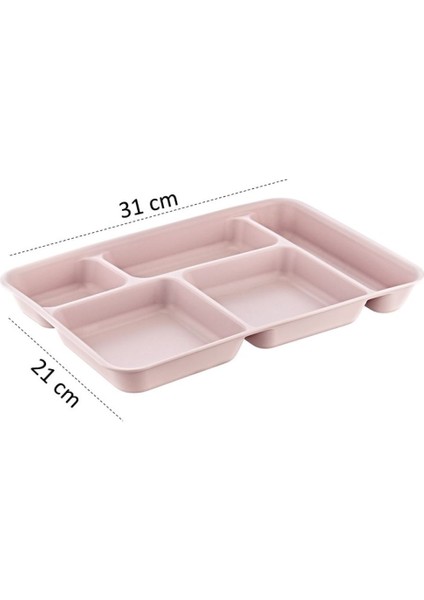 Tabldot 5 Bölmeli Lüks Plastik Piknik Yemek Servis Tabağı Tablot 21 x 31 x 3,5 (H) cm