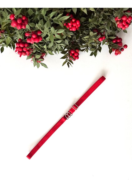 Kırmızı Zincir Halka Aksesuarlı Bacak Bantı Choker