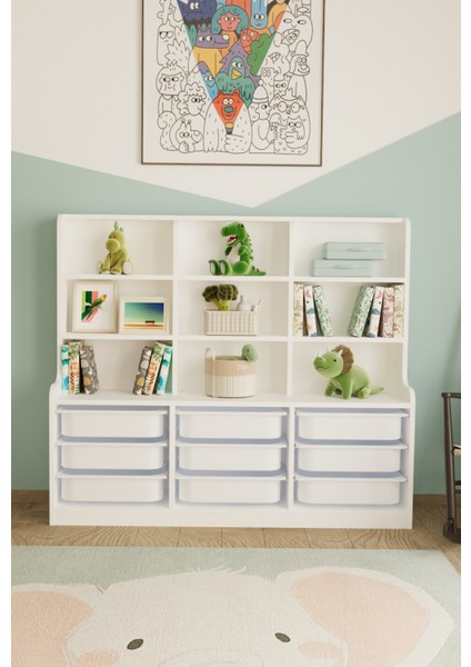 Sinous 9 Sepetli Çok Amaçlı Oyuncak Dolabı Beyaz