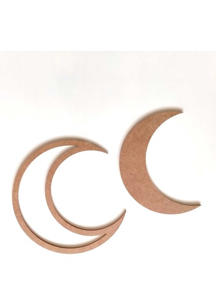 2 Li Mdf Ay Ahşap Boyanabilir Hilal Set 30 cm