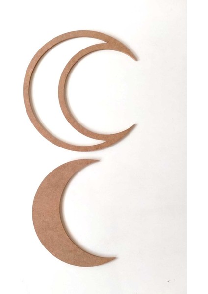 2 Li Mdf Ay Ahşap Boyanabilir Hilal Set 30 cm