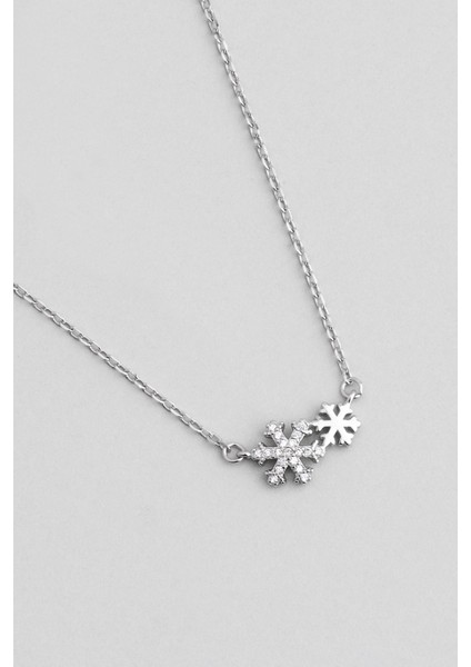 Winter 18 Ayar Beyaz Altın Kaplama 45 cm Gümüş Kar Tanesi Kolye fiyatları