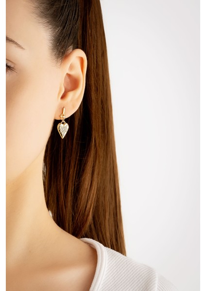 Ikonik Aşk 18 Ayar Sarı Alltın Kaplama Gümüş Kalp Küpe fiyatları