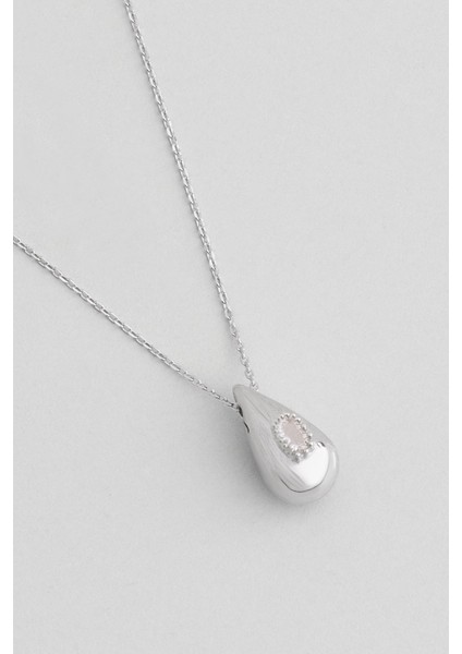 Beyaz Taşlı 18 Ayar Beyaz Altın Kaplama 45 cm Gümüş Minimal Kolye fiyatları