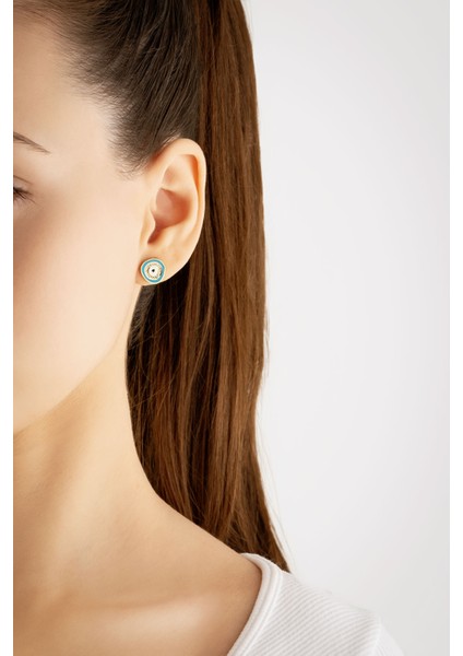 Horus'un Gözü 18 Ayar Sarı Altın Kaplama Gümüş Nazar Küpe modelleri