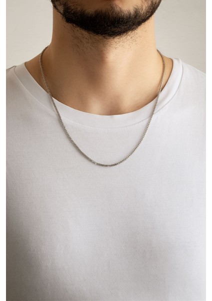 Minimal Stil 60 cm Gümüş Erkek Kolye modelleri