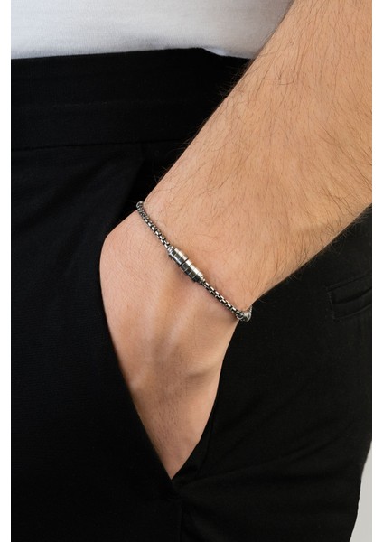Metalik Stil 21 cm Gümüş Erkek Bileklik modelleri