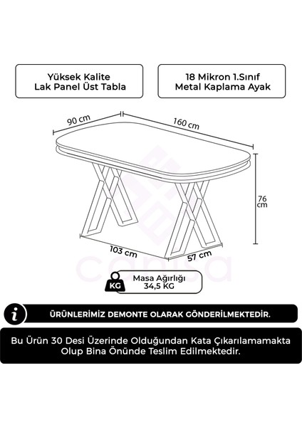 Lai Serisi 90X168 cm Lak Panel Antrasit İroni Gold Ayak Masa