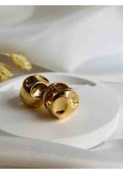 316L Gold Çelik Kararmaz Ezme Plaka Halka Küpe