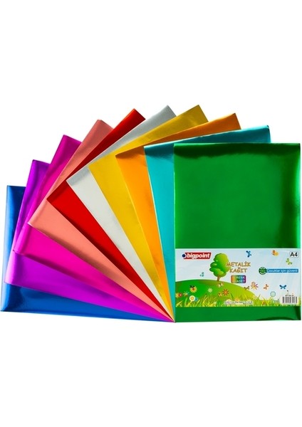 Metalik Aynalı Kağıt A4 Karışık 10 Renk 80 gr 60'lı Paket