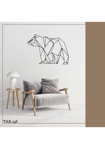 Geometrik Şekilli Ayı Figürlü Duvar Tablosu