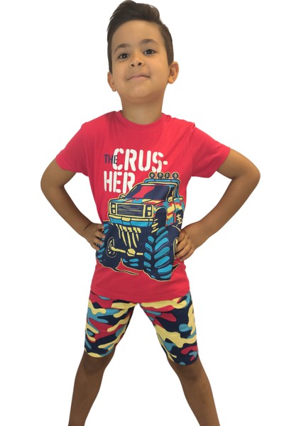 Erkek Çocuk Baskılı Yazlık Kamuflaj Desenli Şortlu Takım fiyatları