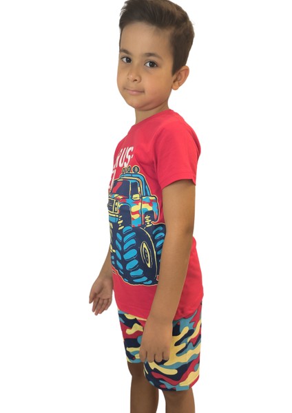 Erkek Çocuk Baskılı Yazlık Kamuflaj Desenli Şortlu Takım fırsatları