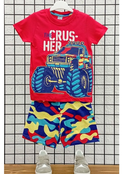 Erkek Çocuk Baskılı Yazlık Kamuflaj Desenli Şortlu Takım indirimleri