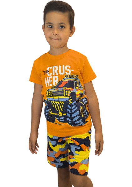 Erkek Çocuk Baskılı Yazlık Kamuflaj Desenli Şortlu Takım fiyatları
