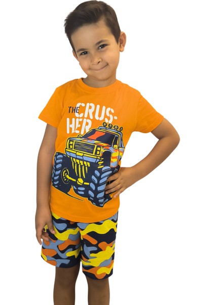 Erkek Çocuk Baskılı Yazlık Kamuflaj Desenli Şortlu Takım fırsatları