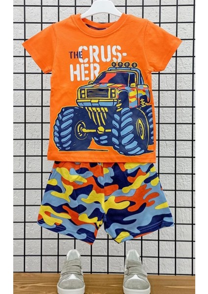Erkek Çocuk Baskılı Yazlık Kamuflaj Desenli Şortlu Takım indirimleri