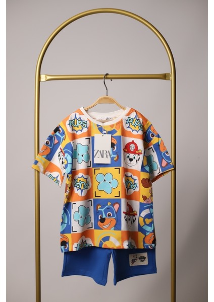 Kareli Paw Patrol Mavi Şortlu Takım