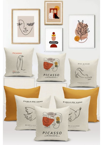 Sanat Serisi Çift Tarafı Dijital Baskılı 8'li Kırlent Kılıfı Seti (Art Cover Set)