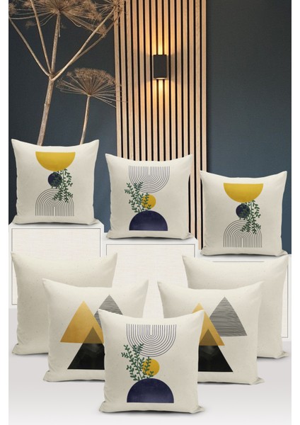 Minimalist Serisi Çift Tarafı Dijital Baskılı 8'li Kırlent Kılıfı Seti (Minimalist Cover Set)